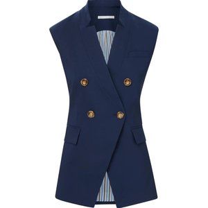 Veronica Beard Navy Double-Breasted Vest